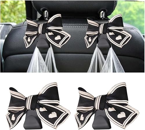 Miniatura 9 de Mandark 2 piezas de ganchos para reposacabezas de asiento de automóvil, lindos ganchos de arco para bolsos y bolsas, accesorios de decoración