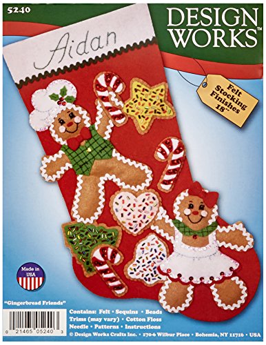 Tobin Gingerbread Felt Stocking Kit, 18-Inch Long, Multicolored #TOP1