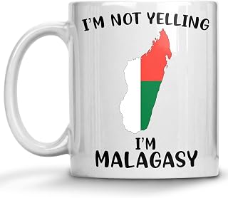 Funny Madagascar Pride Coffee Mugs, I'm Not Yelling I'm Malagasy Mug, Gift Idea for Malagasy Men and Women Featuring the Country Map and Flag, Proud Patriot Souvenirs and Gifts