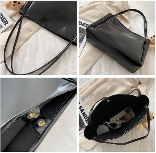 Miniatura 4 de Bolsos de gran capacidad PU Durable Hombro Mujeres Negro