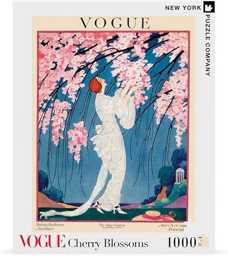 Miniatura 3 de New York Puzzle Company - Vogue Magazine Cherry Blossoms - Rompecabezas de 1000 piezas para adultos por Helen Dryden