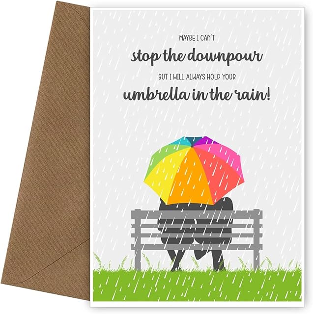 Sympathy Greetings Card | Can't Stop the Downpour, I Will Hold Umbrella in the Rain | Sympathy Cards Loss of Mum Dad Family Member or Friend | Thinking of You Sympathy Greetings Cards