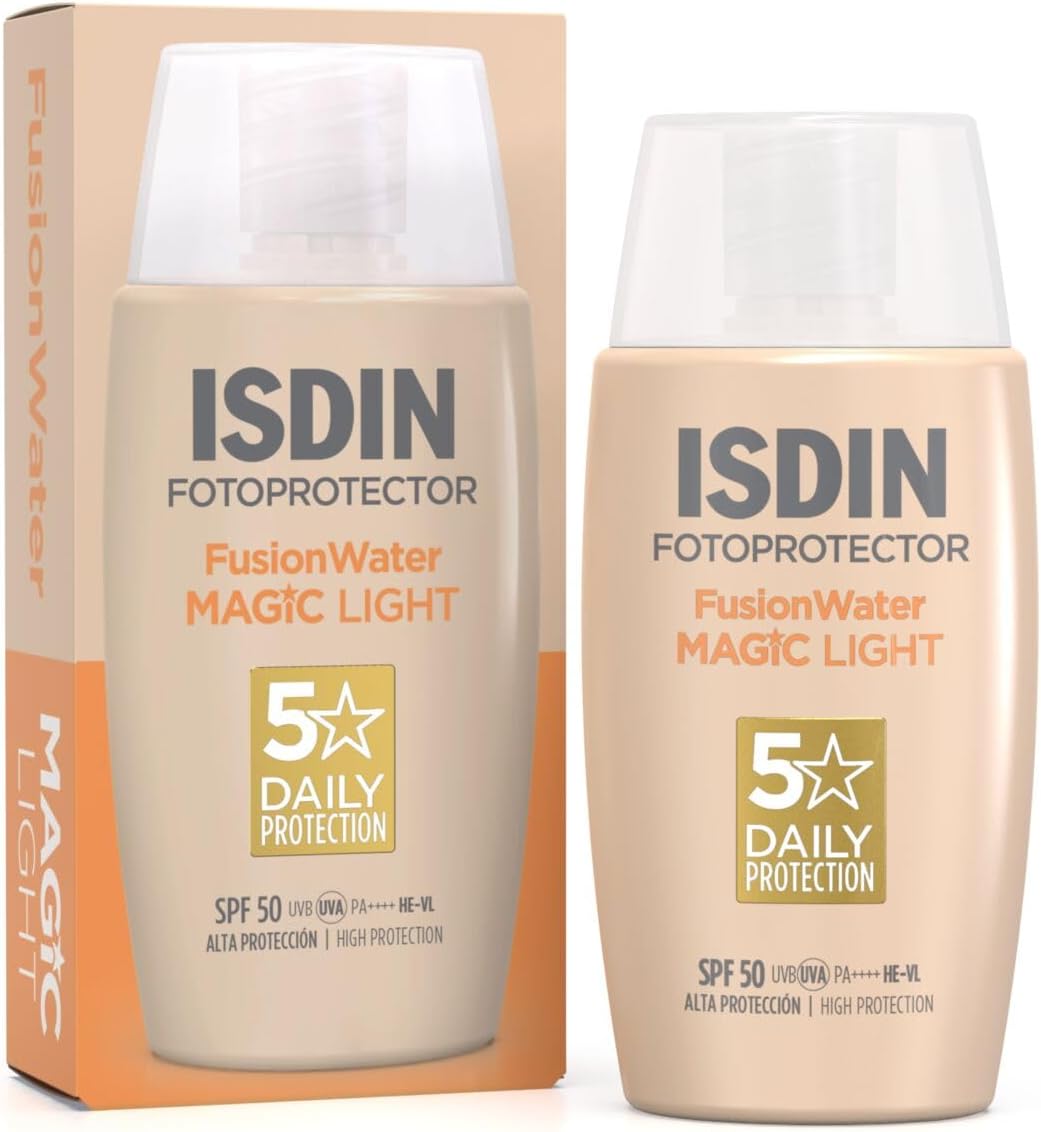 Fusion Water MAGIC Color Light SPF 50 - Tinted Facial Sunscreen - For Fair & Pale Skin - Natural Coverage, No Orange Effect - Oil-Free, 50ml