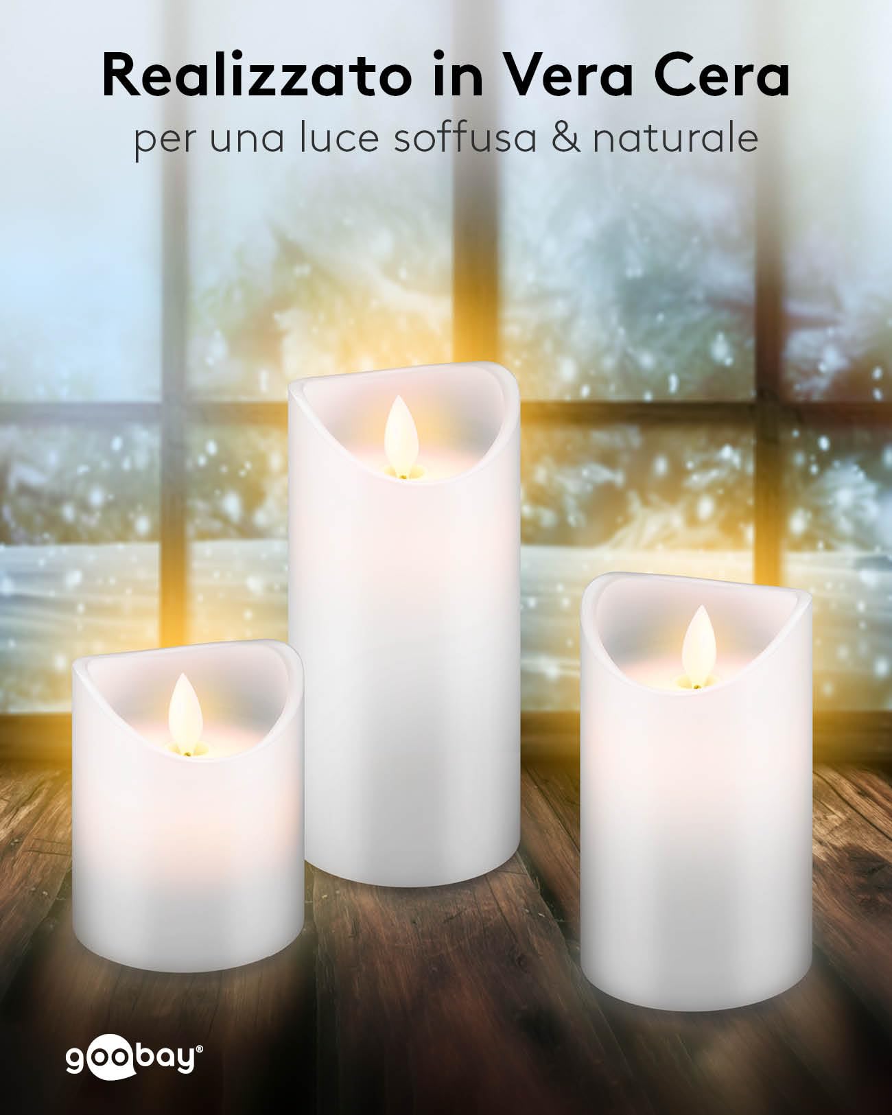 Goobay Candela con Luce LED Set di 3