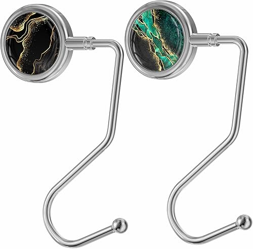 Ganchos para bolso de mesa, juego de 2 ganchos de metal para colgar bolsos para mujeres y niñas, mármol de lujo