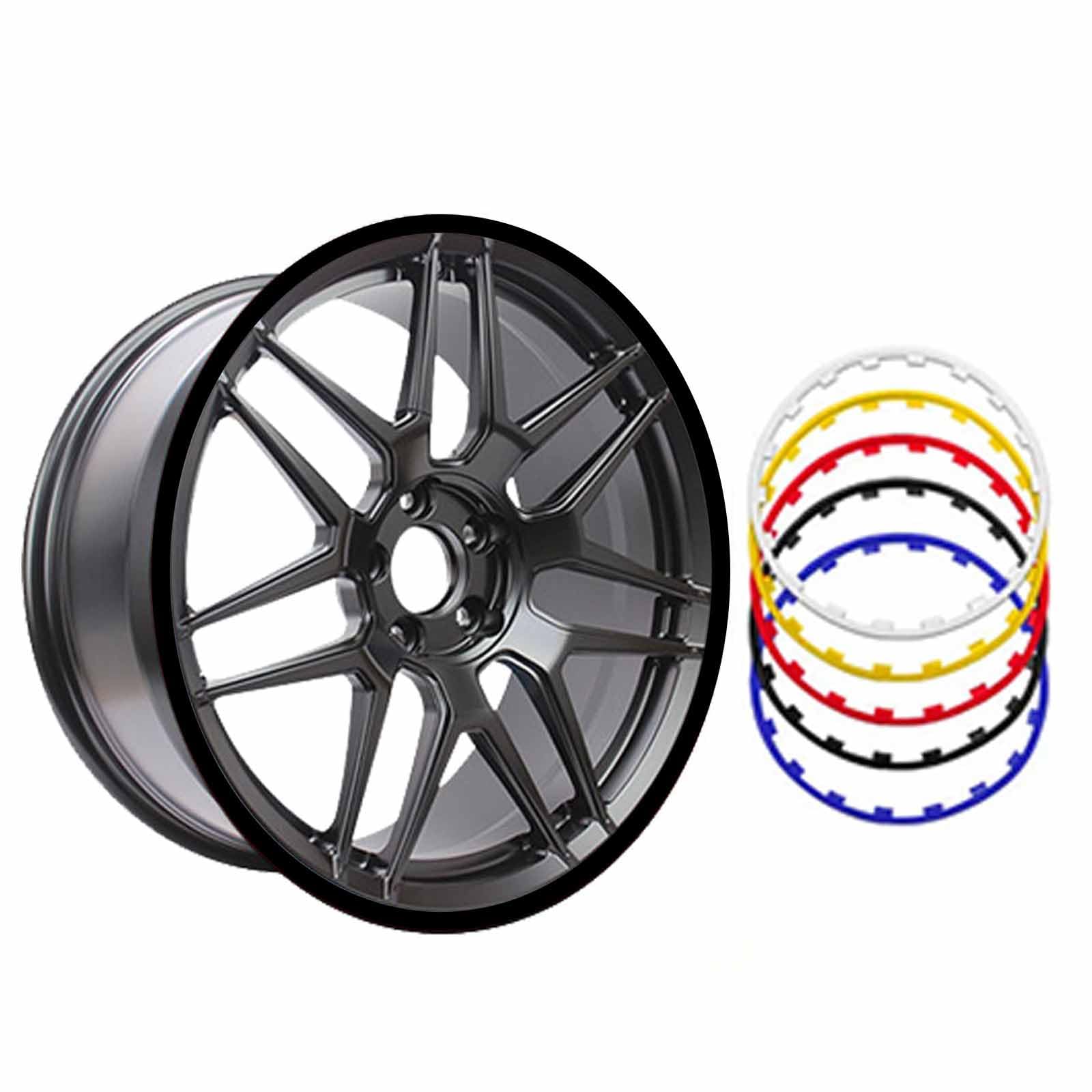 Protezione Per Cerchi Auto Ad Alta Resistenza, Protezione Per Cerchi in Lega Da 16-21 Pollici, 4 Pezzi Di Rivestimento in Gomma Per Pneumatici, Protezione Dei Pneumatici Dai Graffi ,18inch,Black