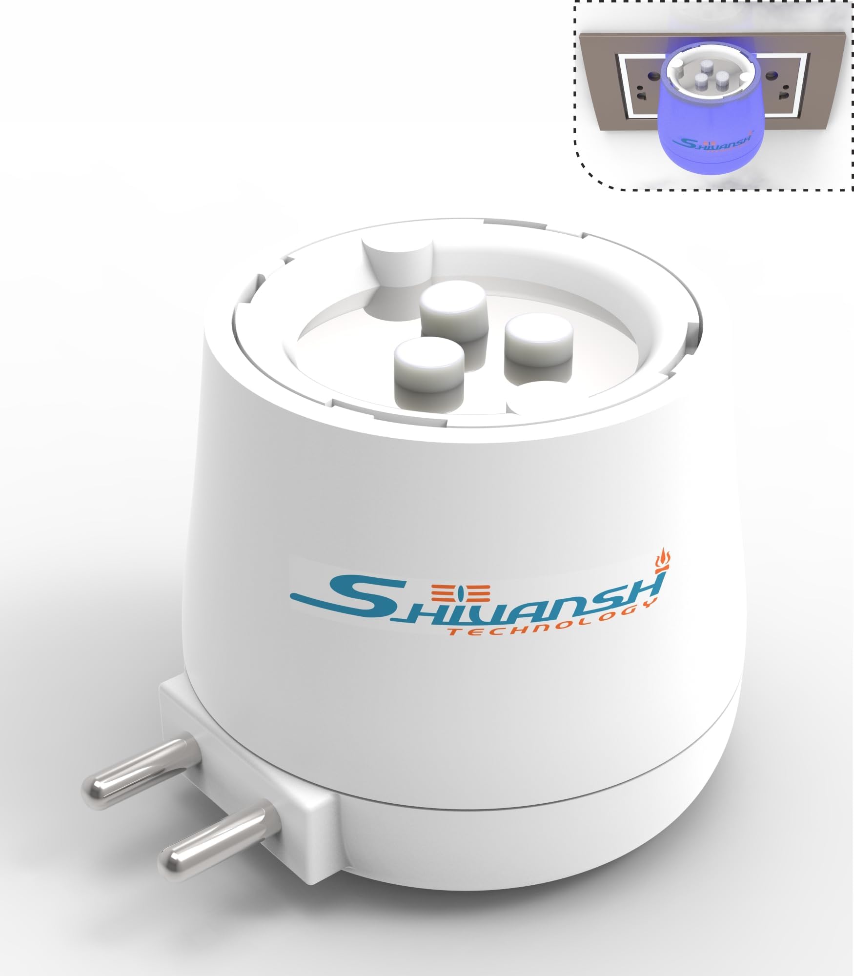 SHIVANSH TECHNOLOGY® Electric Kapoor Dani Camphor Burner & Diffuser for Home | Puja Camphor Machine with Night Lamp | Bakhoor Dani with Safety Features (Blue Light),Plastic