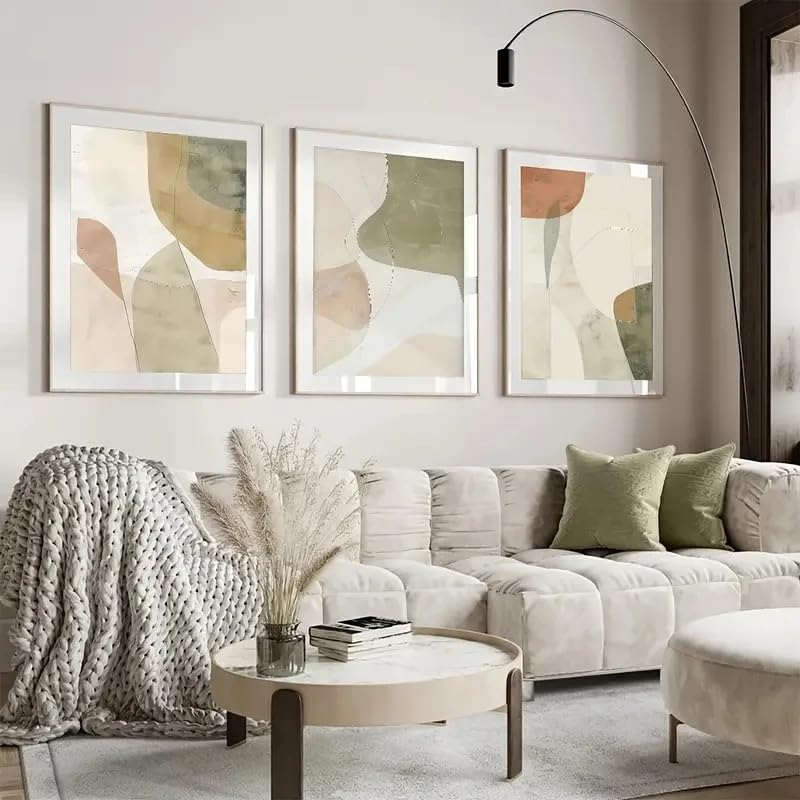 Póster moderno abstracto rosa y verde decoracion pared salon cuadros de lienzo 50x75cm 5