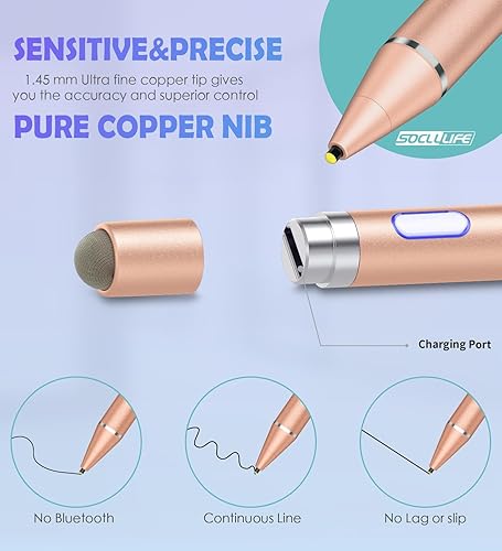 Miniatura 10 de Lápiz óptico activo para pantallas táctiles, puntas dobles para i-OS y Android dibujo y escritura, lápiz digital de alta precisión para A-pple