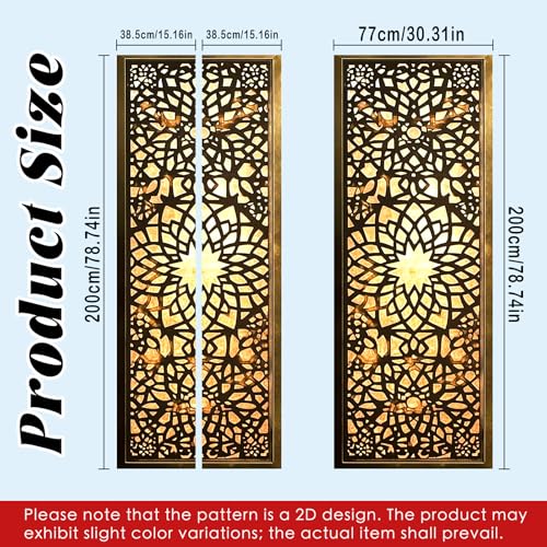 Image of Nuxovilar Moroccan Door Stickers Peel Stick PVC 30.3x78.7 in Cover | Door Stickers Wall Decals Peel Stick Cover Vinyl Art Poster Bedroom Living Room Boho Home (Moroccan)