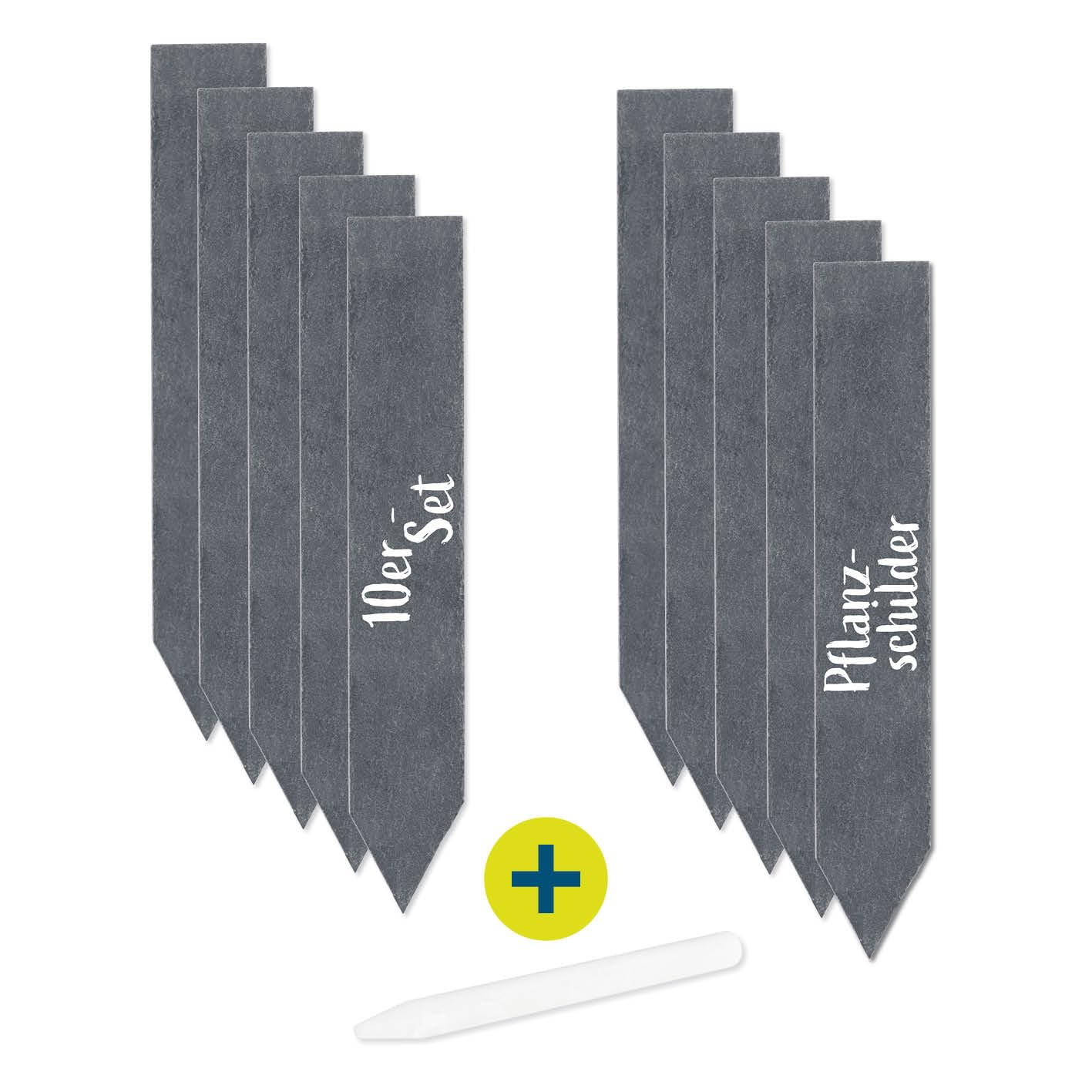 Hoberg Schiefer-Pflanzschilder 10er-Set – Robuste Schieferplatten für Garten, Kräuterbeet & Hochbeet | Wetterfest, langlebig & ideal für Gewächshaus | 15x2,5cm [schwarz]