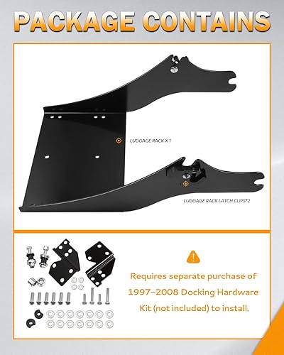 Miniatura 7 de PBYMT Portaequipajes desmontable compatible con Harley Davidson Touring Electra Glide Road King Road Glide Ultra Classic Chopped 1997-2008 (negro)