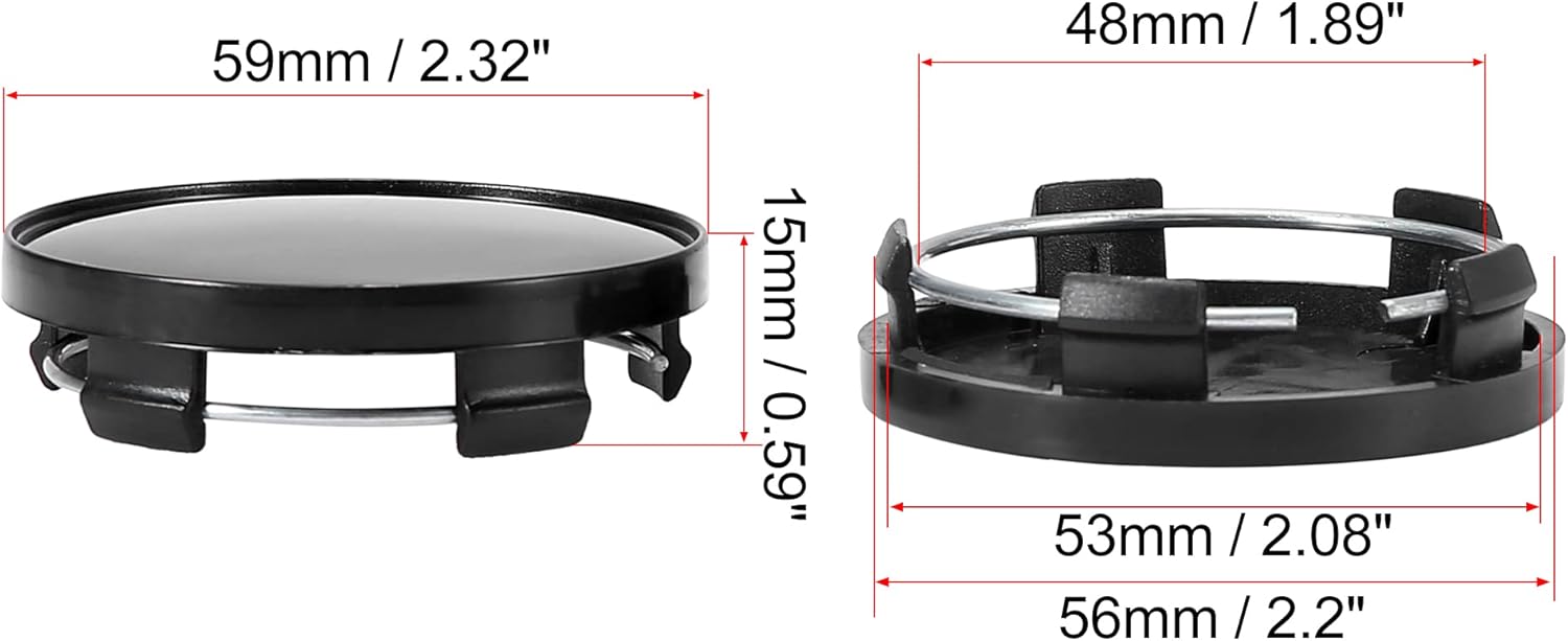 X AUTOHAUX 4pcs Black 59mm Dia 5 Clips Wheel Tyre Center Hub Caps Cover for Auto Car
