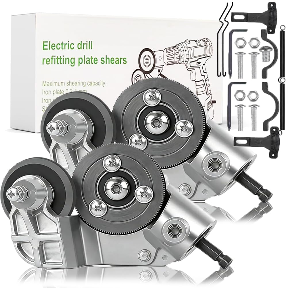 Titanium Drill Nibbler – Sheet Metal Cutting Tool,Sheet Metal Cutter Drill Attachment,Electric Drill Plate Cutte Attachment with Adapter,for Iron, White Sheet, Steel, Copper, Aluminum (2SET)