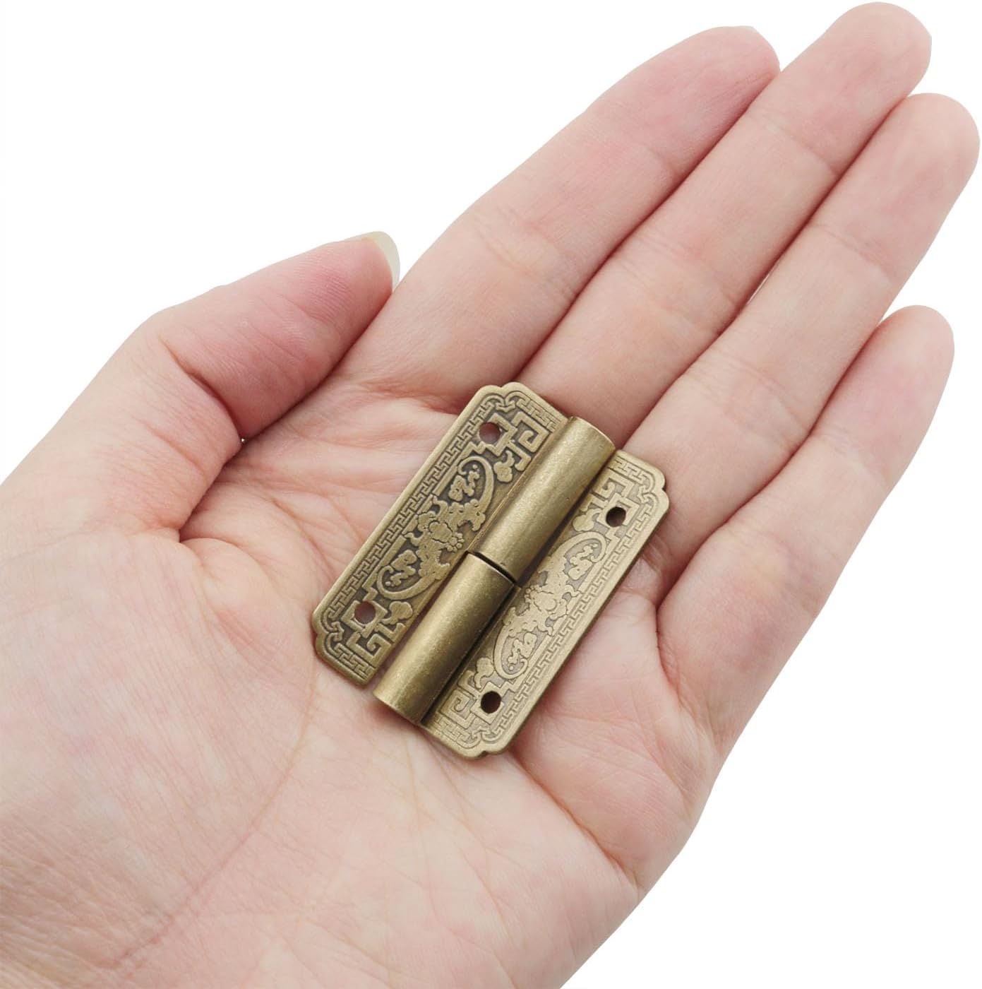 HJGarden 2PCS Bronze Decorative Antique Brass Hinges Furniture Cupboard Door Butt Hinges for Wooden Boxes for Cupboards image 5
