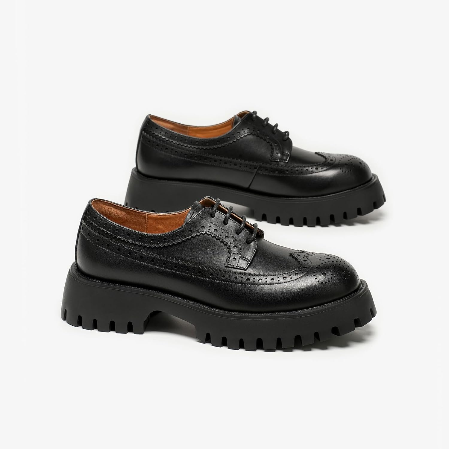 BEAU TODAY Women's Oxfords, Platform Oxfords for Women, Comfort Wingtip Brogue Dress Shoes, Chunky Leather Oxford Shoes for Women, Casual Lace-up Business Office Work Shoes - Image 7