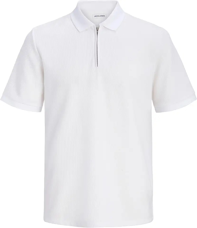 JACK & JONES تي شيرت بولو بأكمام قصيرة وسحاب للرجال، تي شيرت جيه جياوستن من جاك اند جونز (قطعة واحدة)