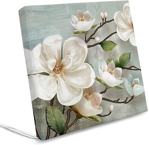 Miniatura 8 de Paquete de 4 fundas de cojín impermeables de flores retro con lazos, elegante tulipán para silla de patio al aire libre, fundas de repuesto para