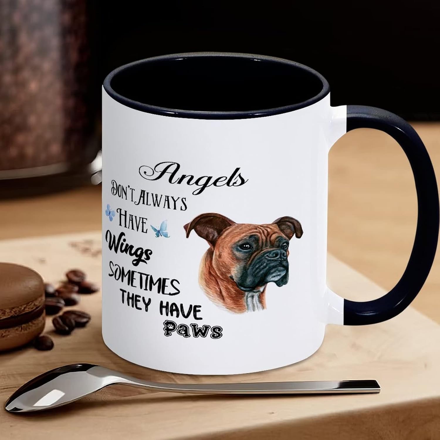 Angels Don't Always Have Wings Sometimes They Have Paws Funny Coffee Mugs Boxer Coffee Mug Ceramic Mug Tea Cup Mug With Large C Handle Gift for Friend Teacher Mother Father, 11 Oz