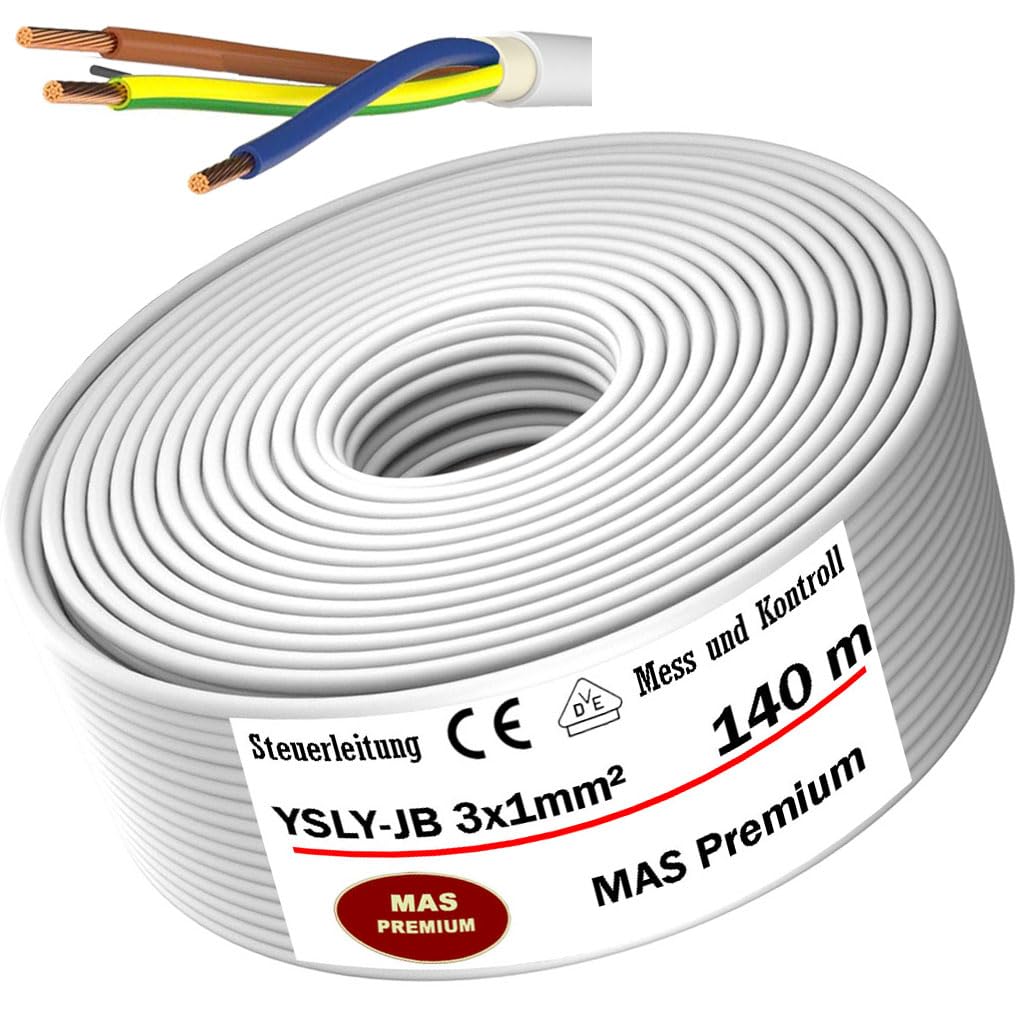 YSLY-JB 3 x 1 mm², elastyczny kabel sterujący, szary, do układania, przewód pomiarowy, kontrolny i regulacyjny do obrabiarek, przewód sterujący (140 m)