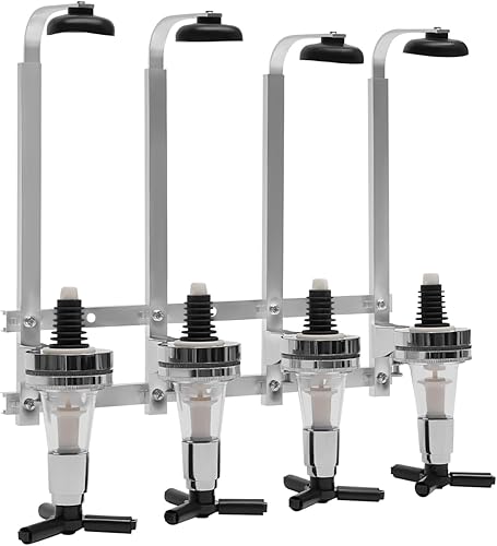 Dispensador de licor montado en la pared, 4 botellas, barra de mayordomo, soporte para botellas de licor, estación dispensadora de alcohol, estantes