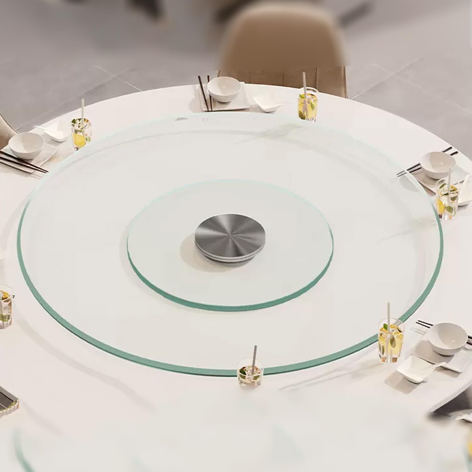 Lazy Susan plateau tournant verre trempé table salle à manger 39"