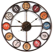 Wall Clock,Large 60 Cm Vintage Metal Silent Design Decorative Clock for Home/Living Room/Office-5