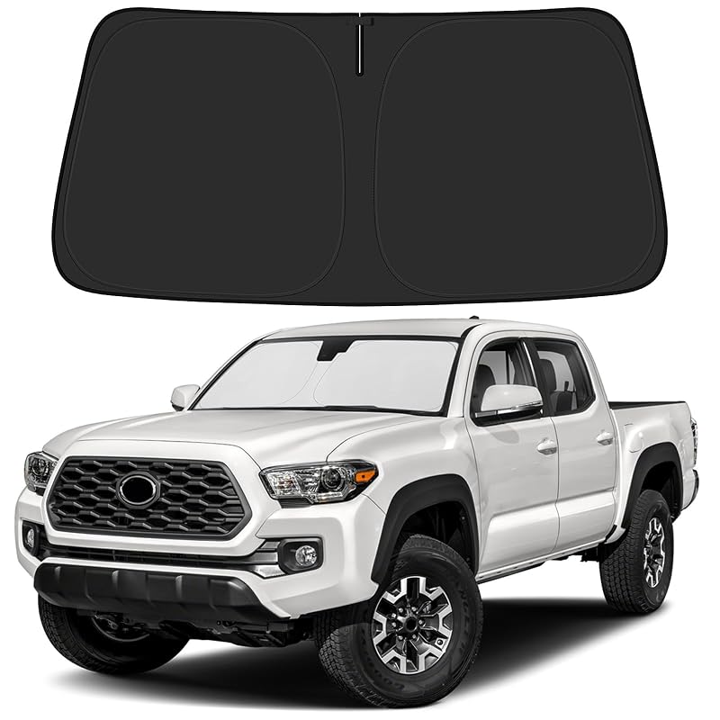 Protetor Solar para Para-brisa BIBLOZ compatível com Toyota Tacoma 2016–2025, SR, SR5, Limited, TRD Sport e TRD Off Road, dobrável em PET