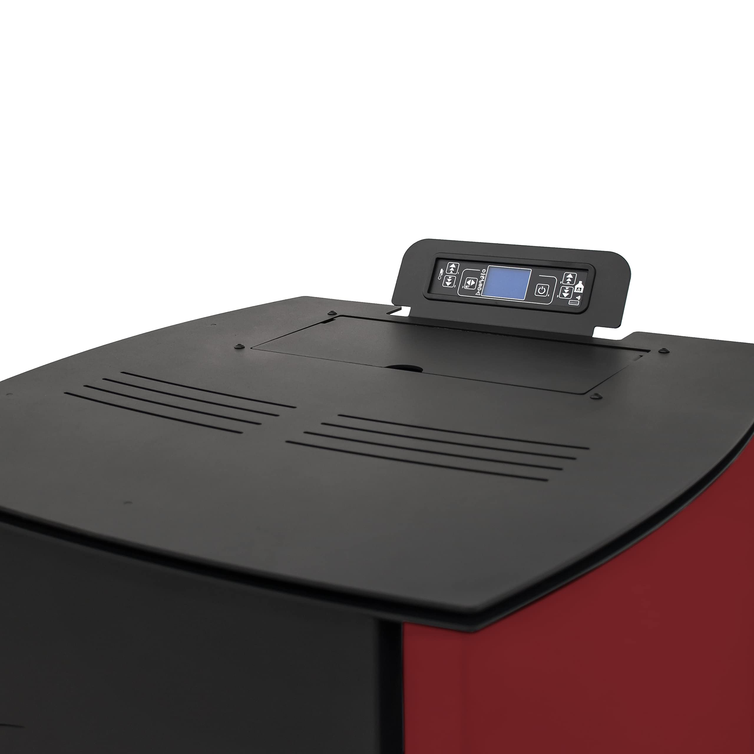 Stufe a Pellet Italia srl - Estufa de pellets New York, mod. 25 kw, hidroestufa, calienta hasta 140 m², 5 niveles de potencia, programable (rojo)