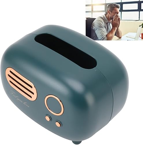 Miniatura 5 de Qiilu Cubierta de caja de pañuelos de radio de plástico verde retro para baño, dormitorio, escritorio