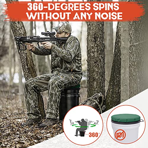 WarBull 360 Grad drehbarer Schalensitz, 5 Gallonen Eimerdeckelkissen, leiser Dreh-Schalensitz, bequem, mit wasserdichter Abdeckung, für Jagd, Angeln, Gartenarbeit und Camping, Grün