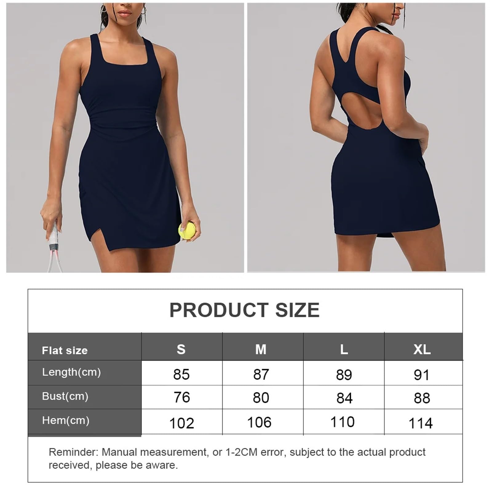 Vestido De Tenis Vestido Informal sin Mangas con Espalda Hueca for Mujer, Acolchado, for Entrenamiento al Aire Libre, Pilates, Fitness, Deporte y Tenis para Tenis, Golf(Brown,M)