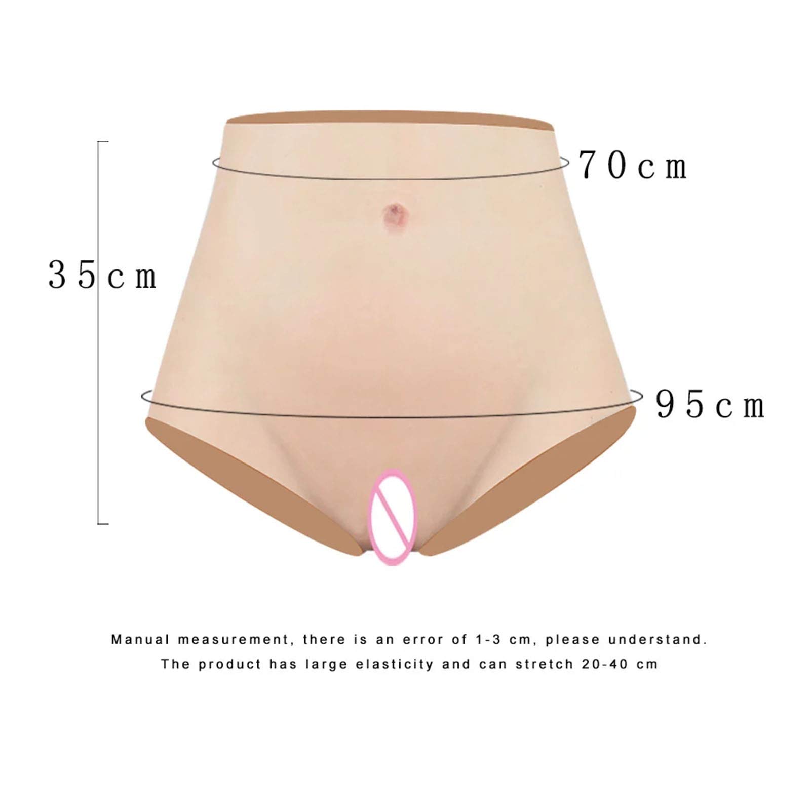 Crossdresser Fake Silicone Vagina Bragas con catéter, pantalones HIP MEJORADOR-HIDEGUSTING BREVES DE GAFF, DISFISE A prueba de agua Panty Fake for Crossdresser Transgender Papel Playing,Blanco,Basic