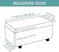Vista 3 de CAMZ Funda otomana de almacenamiento elástica de 2 piezas, funda otomana rectangular con tapa de almacenamiento, funda para reposapiés, banco, Beige