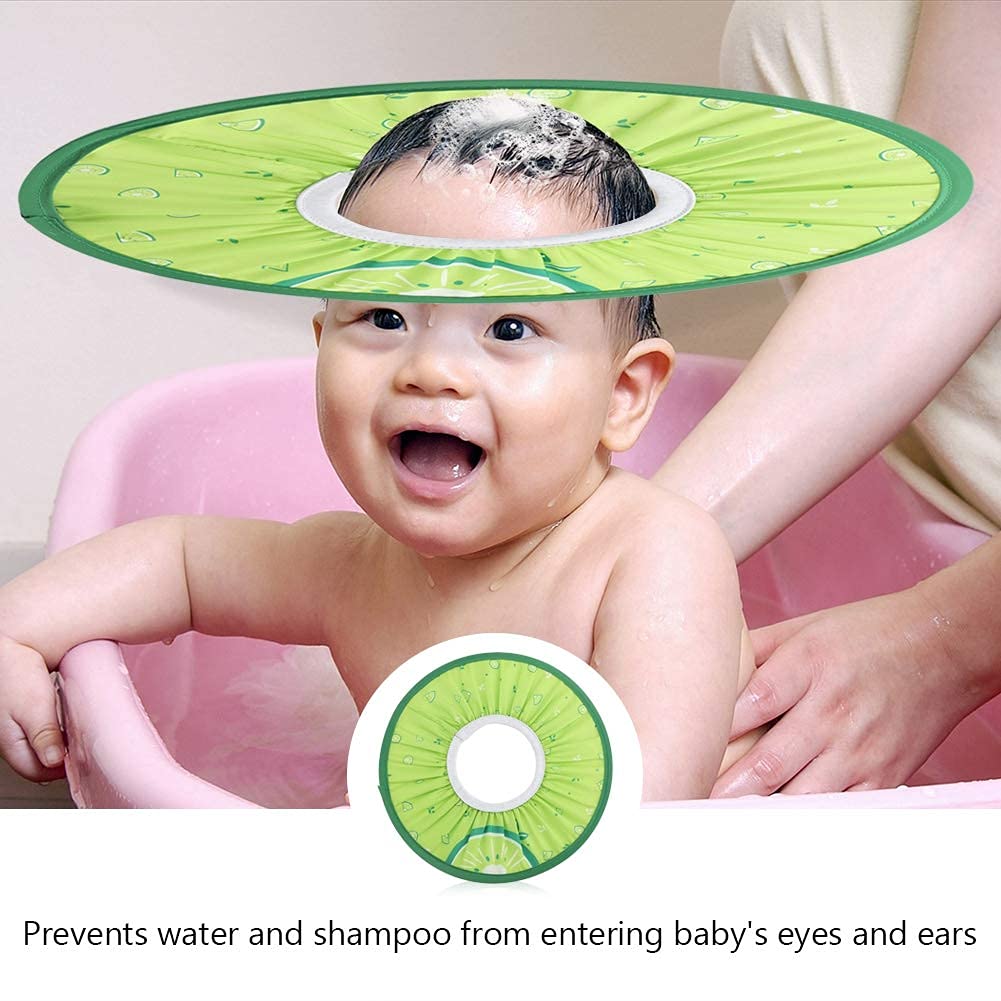 Gorro de Ducha para bebé, Tela Impermeable Gorro de champú para bebés Elástico para niños Ducha para baño Sombrero de protección (Verde)
