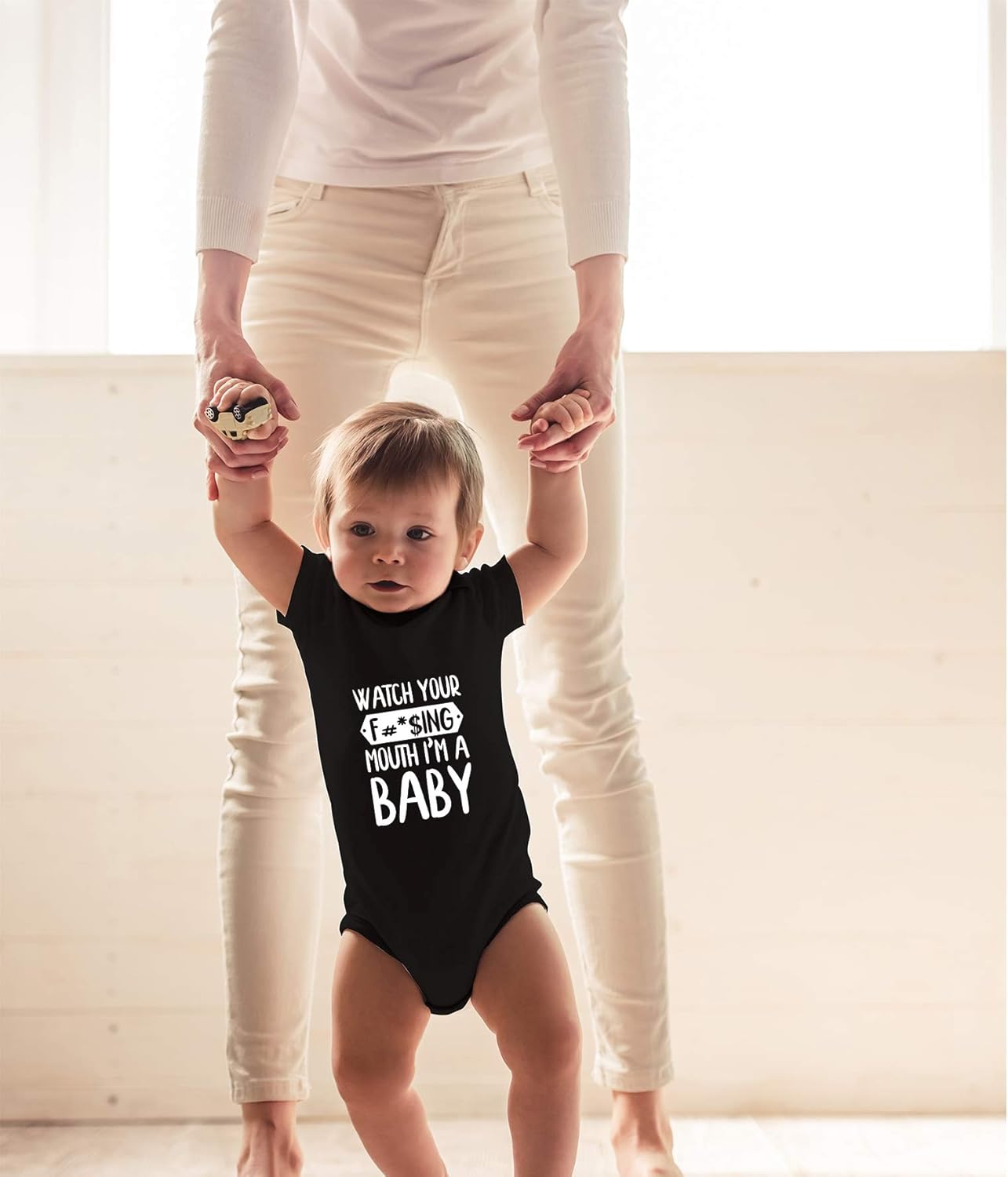 CBTwear Watch Your Mouth, I'm A Baby - Baby Clothes - Funny Newborn Bodysuit Outfits for Boys and Girls - Image 3