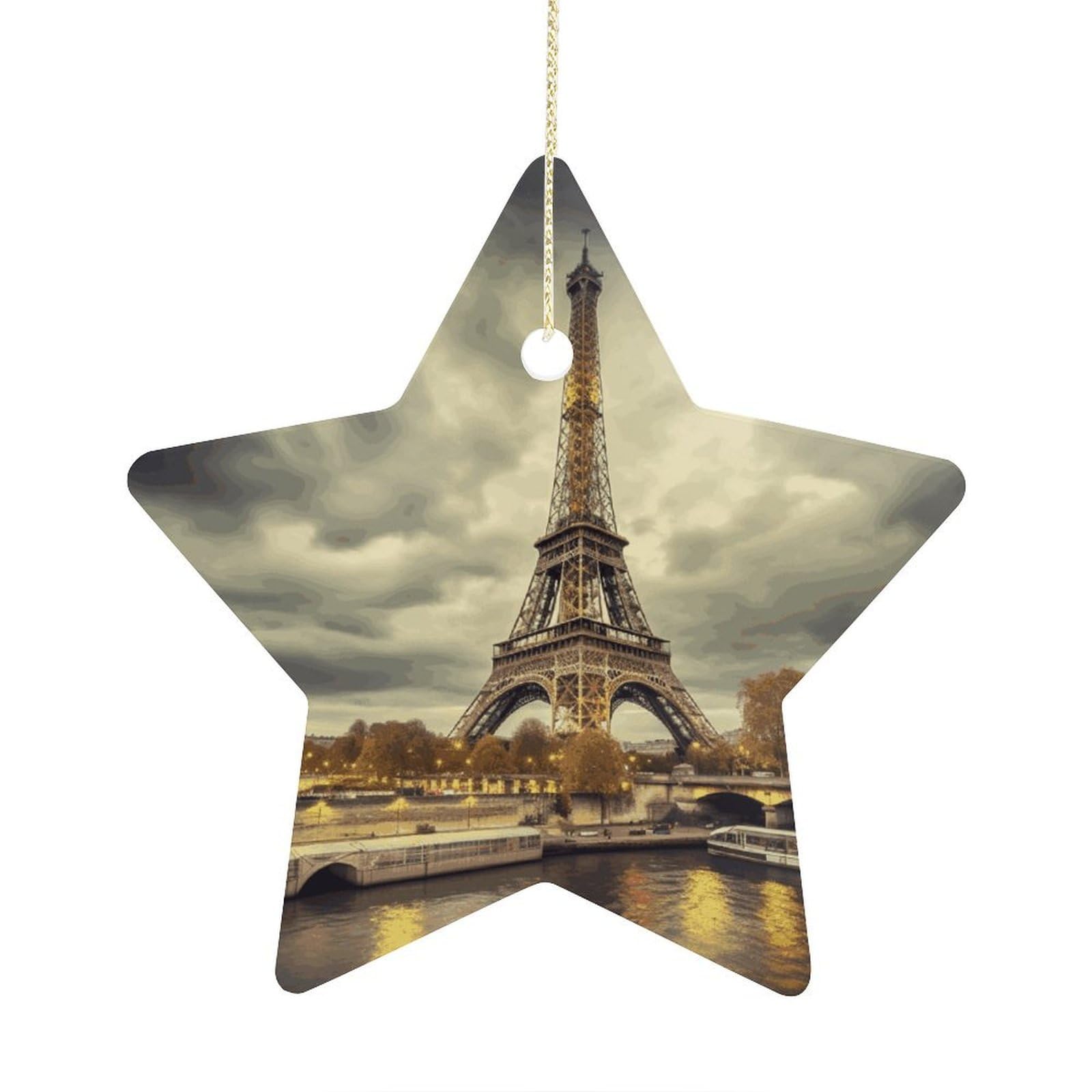 Fodpand Women's Style Eiffel Tower Paris Ornament With String, Keepsake Hanging Decorations,Ceramic Ornaments For Men Indoor Home Holiday Party Gifts