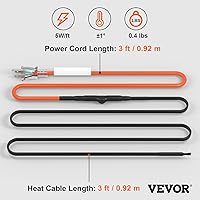 Vista 7 de VEVOR Cable de calefacción de tubería autorregulable, cinta térmica de 3 pies y 5 W/pies para protección contra congelación de tuberías, cable