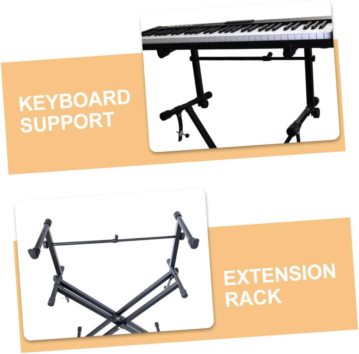 Vaguelly Adjustable Keyboard Stand Extension Bracket Height-adjustable Piano Support for Electric Pianos Dual Tube Design for Enhanced Stability and Practical Use