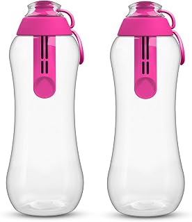 perlopur Trinkflasche mit Filter SOFT 2 Stück 0,7 Liter (pink) BPA-frei! | Einfache Handhabung: Wassern filtern durch leichten Druck auf die Flasche, filtert viele Schadstoffe, für Sport, im Büro…