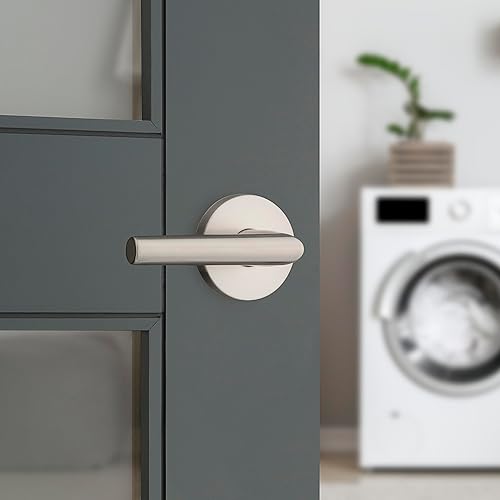 Miniatura 2 de Kwikset Milan - Manija de puerta de paso interior, palanca para puertas de armario y pasillo, manija reversible sin bloqueo, níquel satinado