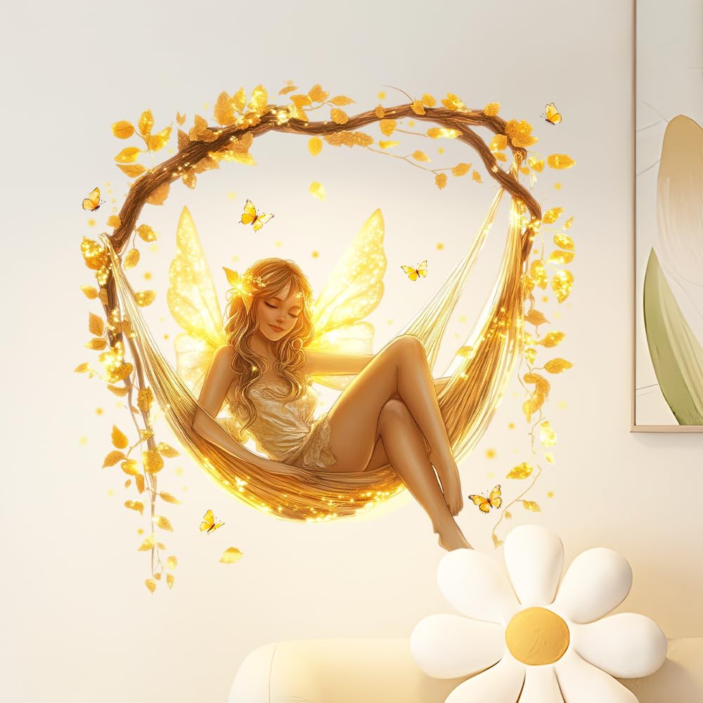 Fairy Wall Stickers for Girls Bedroom, Self Adhesive Wall Decals Wallpaper Kids Baby Nursery Room Classroom Decor for Party Festival Holiday Personalised Removable Door Window Wall Art,Butterfly Fairy