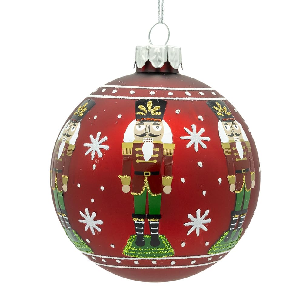Boule en verre rouge et casse-noisette 7,6 cm Kurt Adler pour offrir