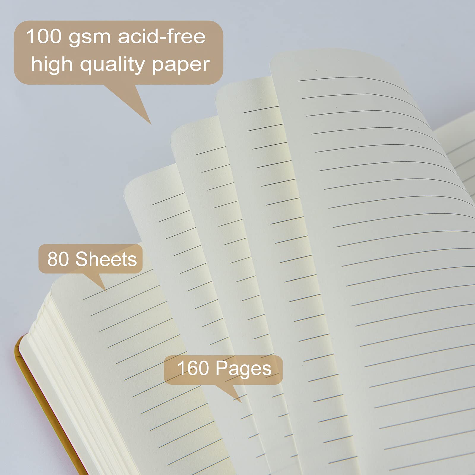 Coopay Notizbücher, A5, klassisch, liniert, Hardcover, Kunstleder, liniert, Tagebücher für Büro, Zuhause, Schule, Geschäft, 21,1 x 14 cm, 100 g/m² dickes Papier, 160 Seiten, Braun, 24 Stück