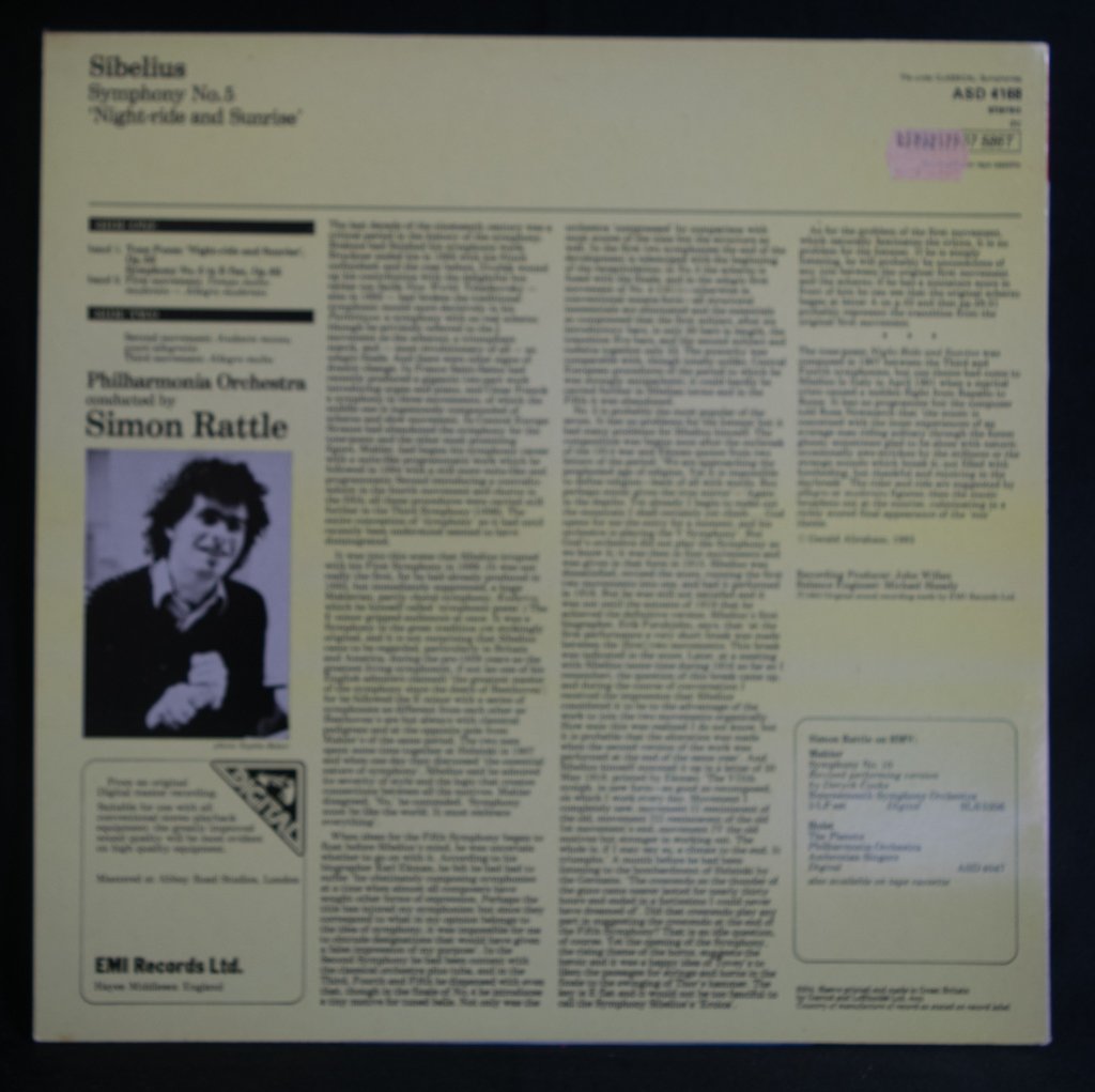 Simon Rattle & Philharmonia Orchestra - Symphony No.5 In E Flat - Night Ride And Sunrise - EMI