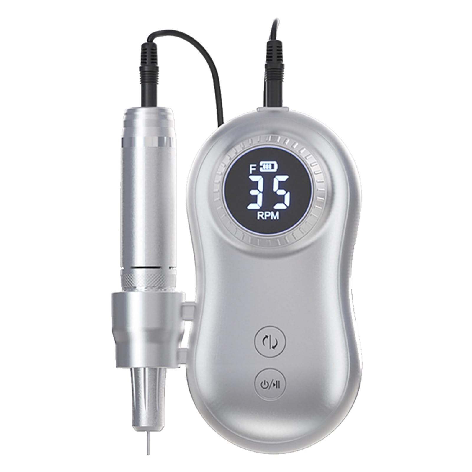 Lima Unghie Elettrico, 35000 giri/min trapano elettrico for smalto portatile 2 in 1 lima for unghie elettrica con display LCD carica USB strumento professionale(Silver)