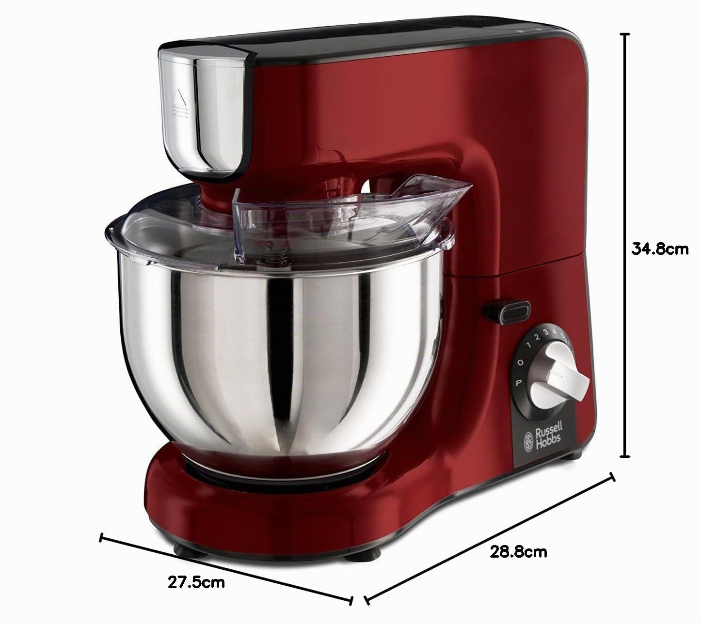 Russell Hobbs Planetaria, Impastatrice Con Movimento Planetario, Ciotola 5 L, Frusta Piatta, Gancio Da Impasto, Frusta A Filo, Bicchiere Frullatore, Desire Kitchen Machine, Rosso 23480-56