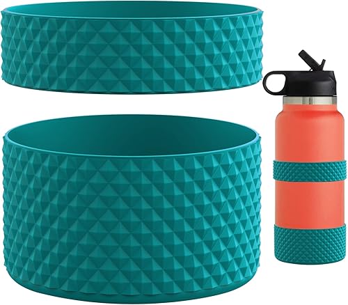 Funda para botella de agua, doble protección de silicona con textura de diamante, compatible con botella Hydro Sport de 12 a 40 onzas, funda