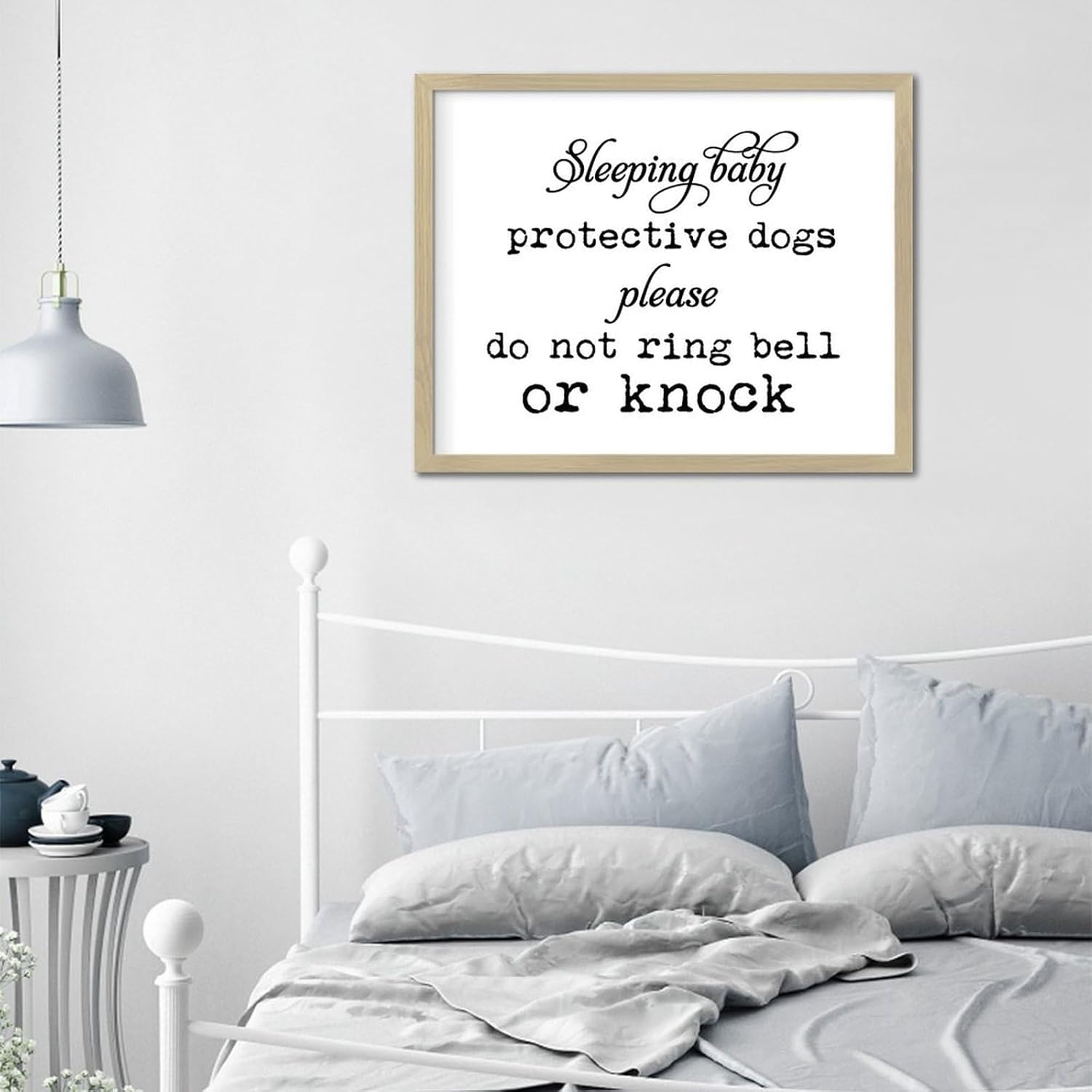 Distressed Wall Art Décor Wood Framed Sign Sleeping Baby Protective Dogs Painted Wood Plaque 16x20 Bible Verse Inspirational Wooden Hanging Signs Home Decor for Room Window