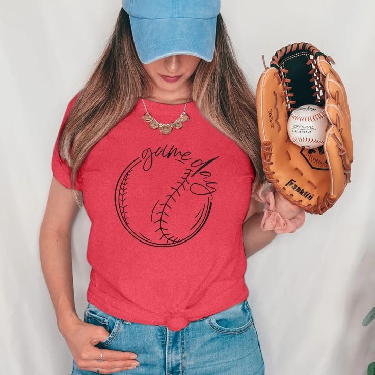 ALLTB Baseball Shirt Women Baseball Mom Shirts Funny Game Day Baseball Graphic Tee Tops Casual Ball Short Sleeve Tee Top - Image 3